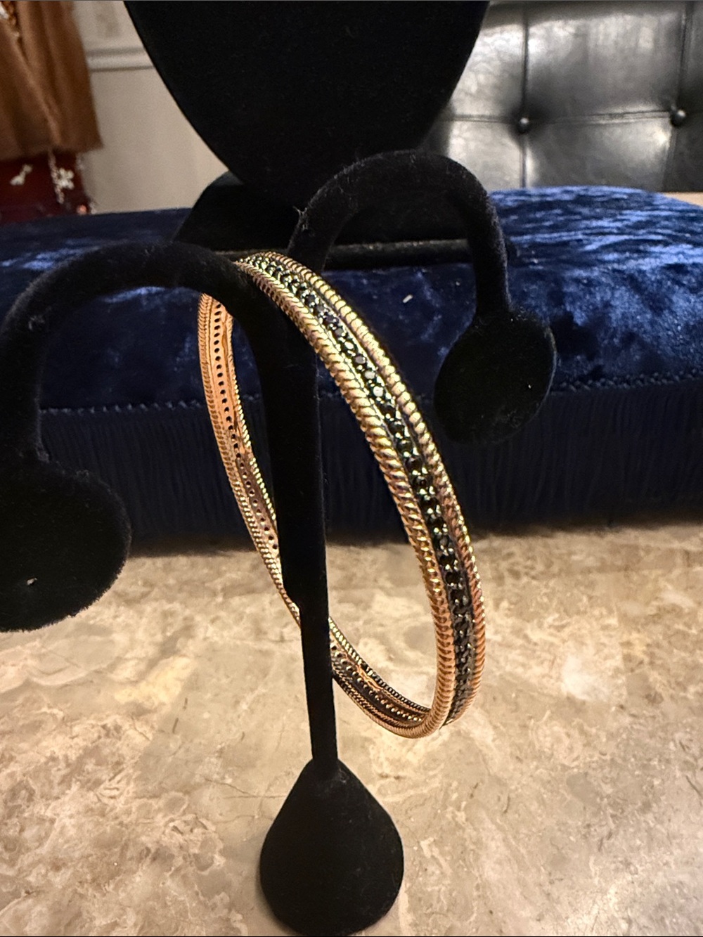 NWOT rose, gold plated, brass with genuine Austrian crystal insert bangle